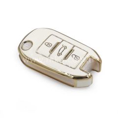 NANO Yüksek Kalite Kumanda Kılıfı Sustalı Peugeot 407 408 3 Buton Beyaz Renk