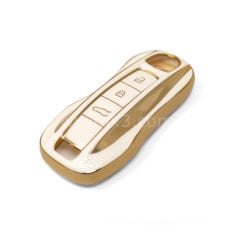 NANO Yüksek Kalite Altın Deri Kumanda Kılıfı Porsche 3 Buton Beyaz Renk PSC-B13J