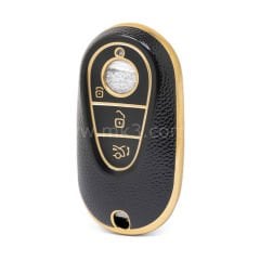 NANO Yüksek Kalite Altın Deri Kumanda Kılıfı Mercedes Benz 3 Buton Siyah Renk Benz-C13J