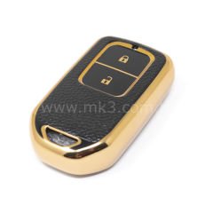 NANO Yüksek Kalite Altın Deri Kumanda Kılıfı Honda 2 Buton Siyah Renk HD-A13J2