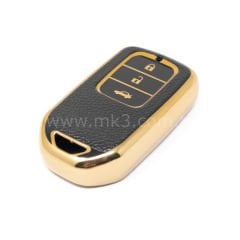 NANO Yüksek Kalite Altın Deri Kumanda Kılıfı Honda 3 Buton Siyah Renk HD-A13J3A