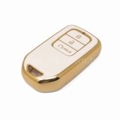 NANO Yüksek Kalite Altın Deri Kumanda Kılıfı Honda 3 Buton Beyaz Renk HD-A13J3B