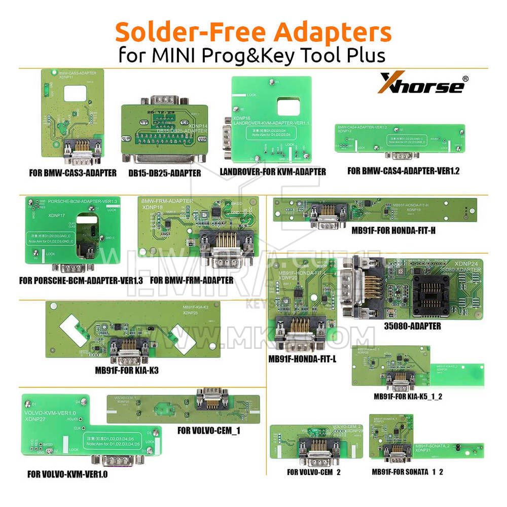 Mini Prog & Key Tool Plus için Xhorse Lehimsiz Adaptör Kiti Paketi