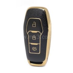 NANO Yüksek Kalite Altın Deri Kumanda Kılıfı Ford 3 Buton Gri Renk Ford-C13J3