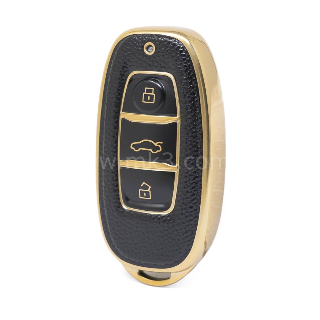 NANO Yüksek Kalite Altın Deri Kumanda Kılıfı HONGQI 3 Buton Siyah Renk HQ-C13J