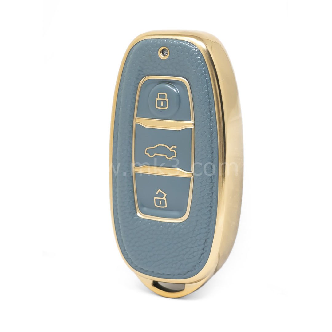 NANO Yüksek Kalite Altın Deri Kumanda Kılıfı HONGQI 3 Buton Gri Renk HQ-C13J