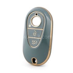 NANO Yüksek Kalite Kumanda Kılıfı Mercedes Benz S Class 3 Buton Gri Renk Benz-C11J