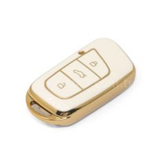 NANO Yüksek Kalite Altın Deri Kumanda Kılıfı Chery 3 Buton Beyaz Renk CR-B13J