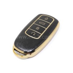 NANO Yüksek Kalite Altın Deri Kumanda Kılıfı Chery 4 Buton Siyah Renk CR-C13J
