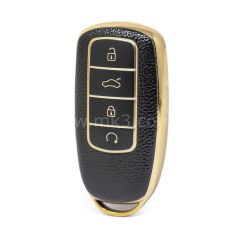 NANO Yüksek Kalite Altın Deri Kumanda Kılıfı Chery 4 Buton Siyah Renk CR-C13J