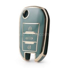 NANO Yüksek Kalite Kumanda Kılıfı Peugeot 407 408 - 3 Buton Gri Renk PG-C11J