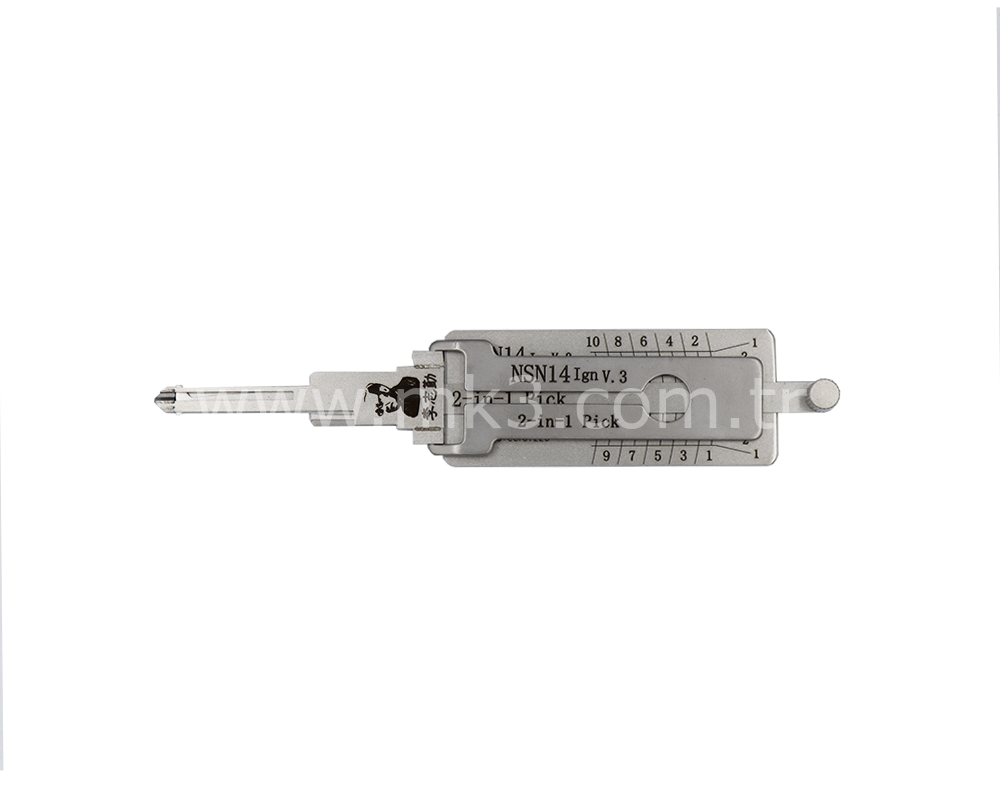 Original Lishi 2-in-1 Pick Decoder Tool NSN14+AG 10 Cuts for Nissan Ford Subaru Ignition Anti Glare Type