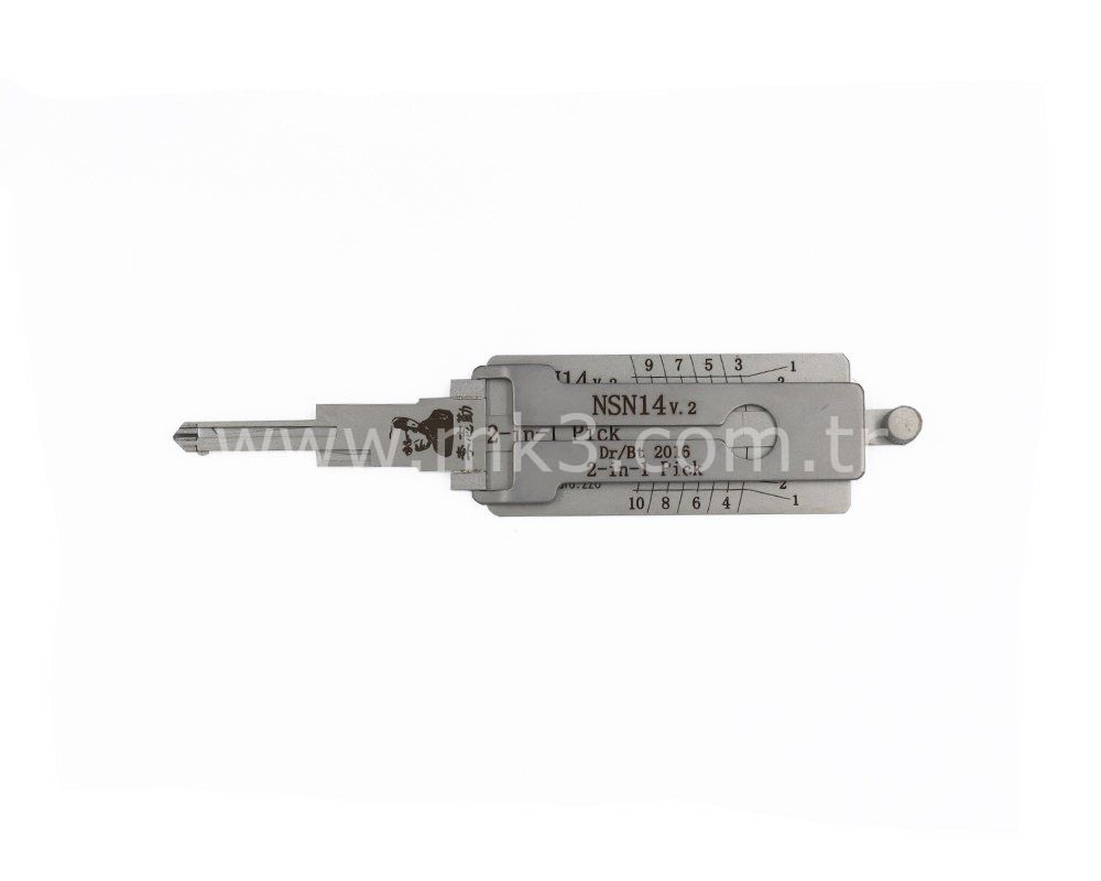 Original Lishi 2-in-1 Pick Decoder Tool NSN14-AG 10 Cuts For Nissan Anti Glare Type