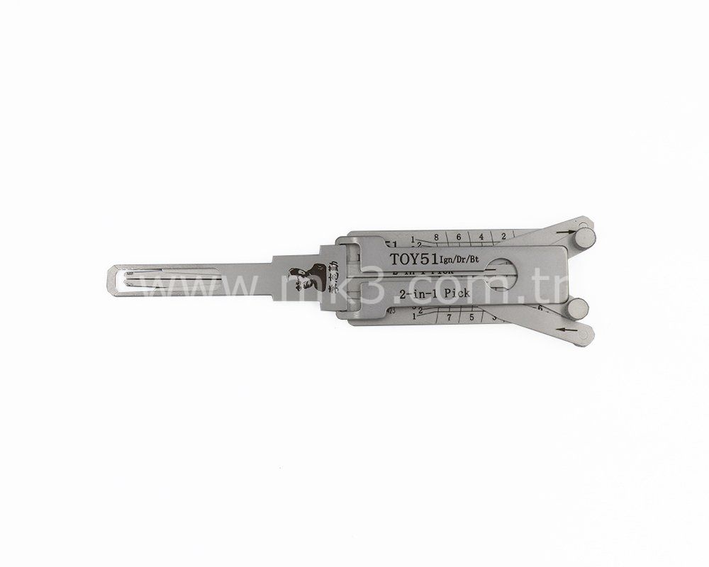 Original Lishi 2-in-1 Pick Decoder Tool VA8/TOY51+AG 8 Cuts to VA Key Blank For Toyota Aygo Ignition Anti Glare Type