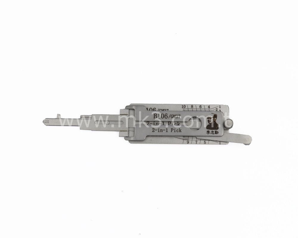 Original Lishi 2-in-1 Pick Decoder Tool GM37-AG For GM B106/107 Non-Warded 10 Cuts Anti Glare Type
