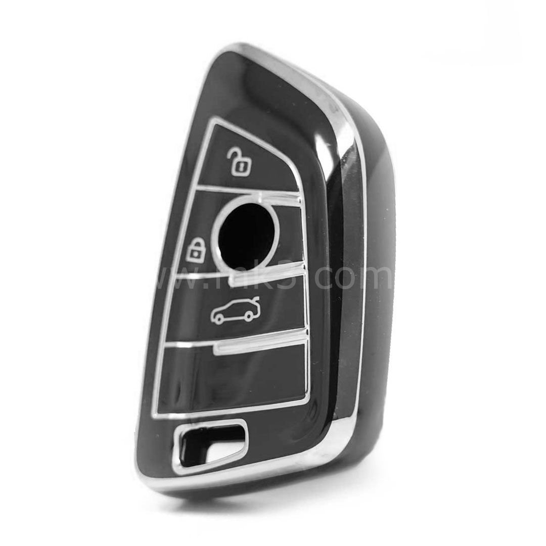 NANO Yüksek Kalite Kumanda Kılıfı Audi 3 Buton Siyah - Gümüş - BMW-B11Y3