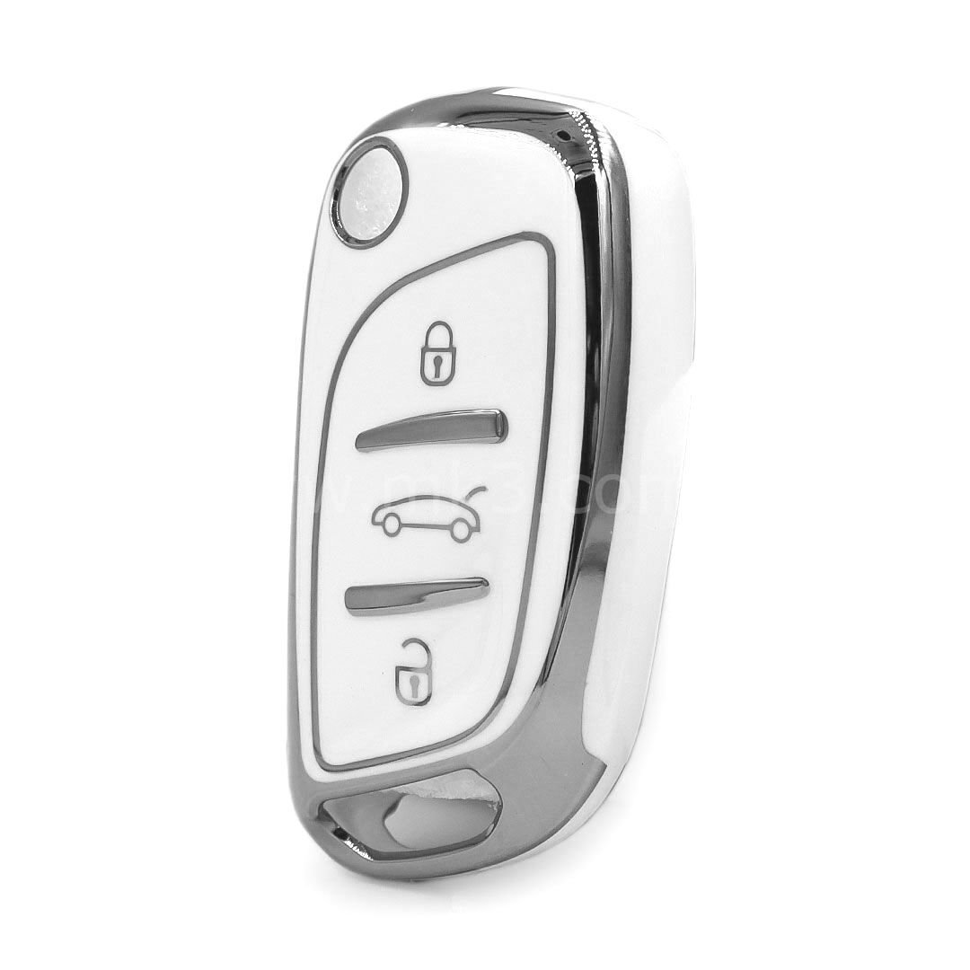 NANO Yüksek Kalite Kumanda Kılıfı Peugeot 3 Buton Beyaz - Gümüş - PG-B11Y