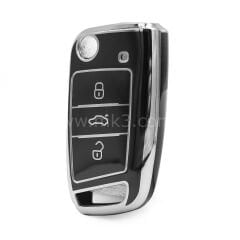 NANO Yüksek Kalite Kumanda Kılıfı VW 3 Buton Siyah - Gümüş - VW-B11Y3