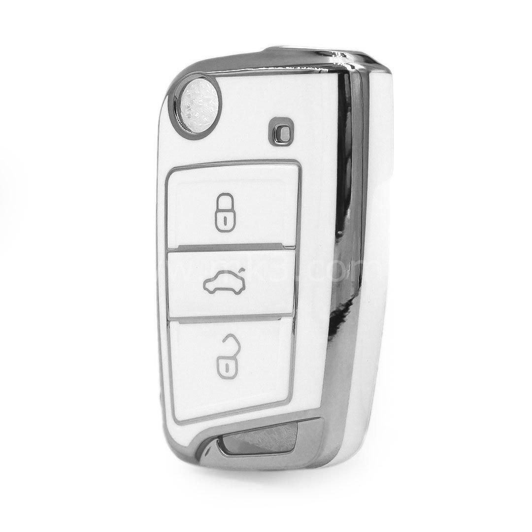 NANO Yüksek Kalite Kumanda Kılıfı VW 3 Buton Beyaz - Gümüş - VW-B11Y3