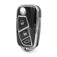 NANO Yüksek Kalite Kumanda Kılıfı FIAT 3 Buton Siyah - Gümüş - FIAT-B11Y