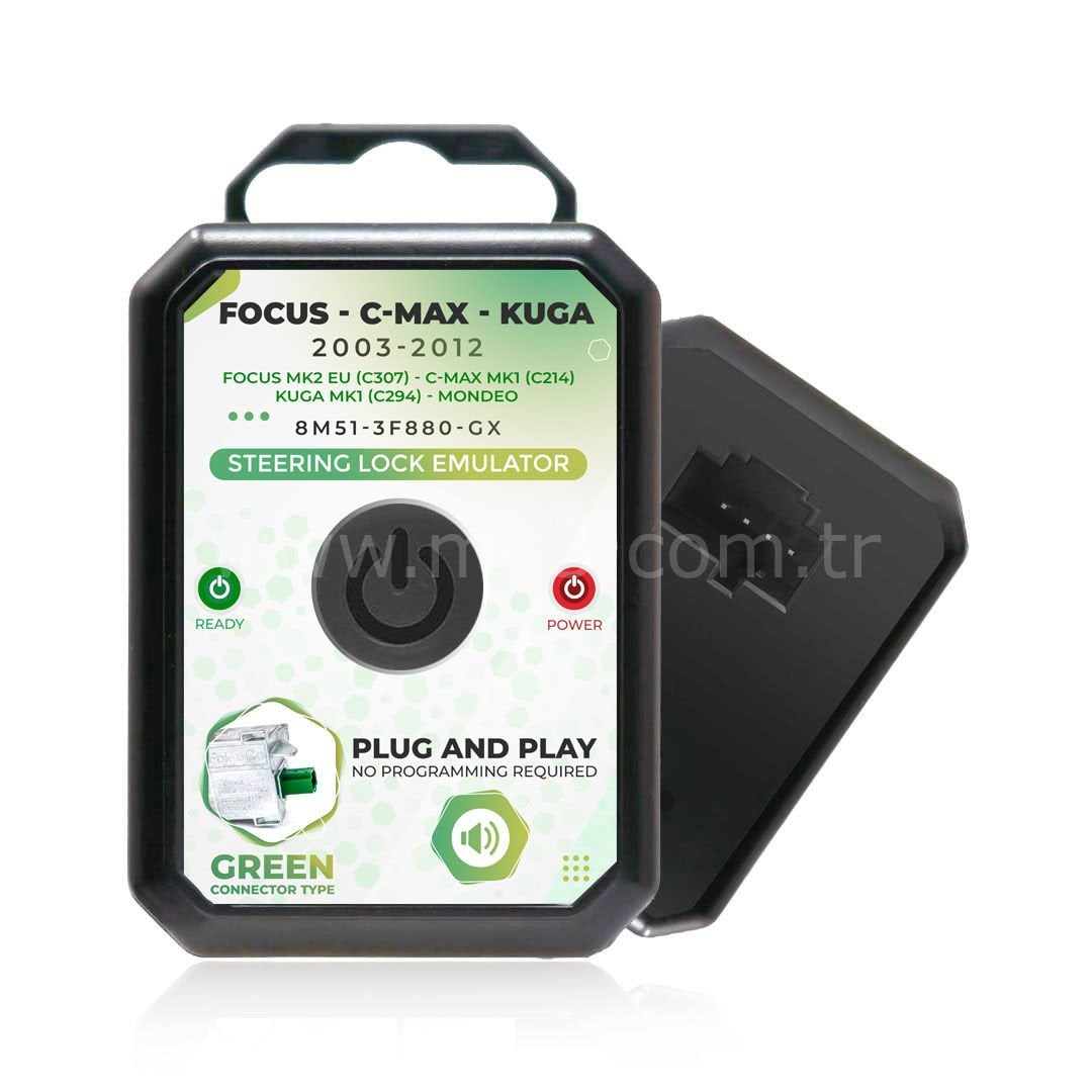 Ford Focus C-Max Kuga Mondeo Direksiyon Kilidi Sesli Emulatörü Tak Kullan Yeşil Konnektör tip