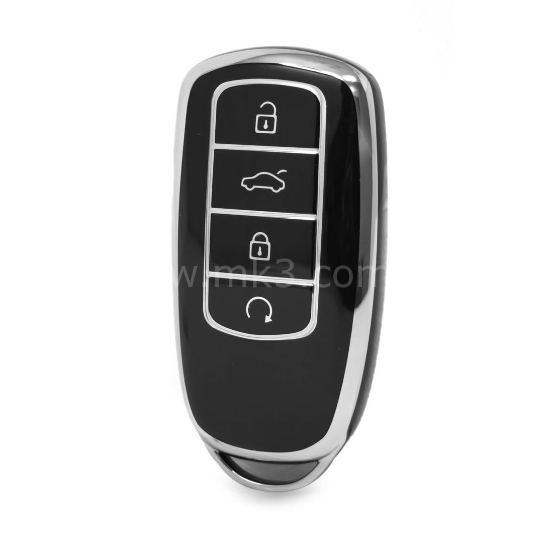 NANO Yüksek Kalite Kumanda Kılıfı Chery 4 Buton Siyah - Gümüş - CR-C11Y