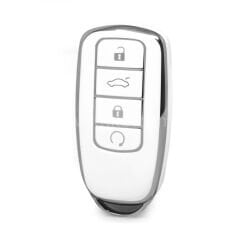 NANO Yüksek Kalite Kumanda Kılıfı Chery 4 Buton Beyaz - Gümüş - CR-C11Y