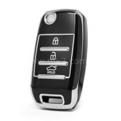NANO Yüksek Kalite Kumanda Kılıfı KIA 3 Buton Siyah - Gümüş - KIA-B11Y3