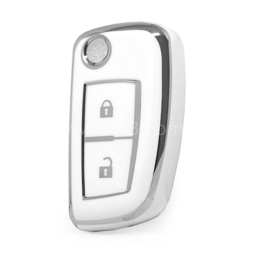 NANO Yüksek Kalite Kumanda Kılıfı Nissan 2 Buton Beyaz - Gümüş - NS-B11Y2