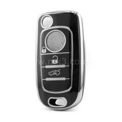 NANO Yüksek Kalite Kumanda Kılıfı FIAT 3 Buton Siyah - Gümüş - FIAT-C11Y3B