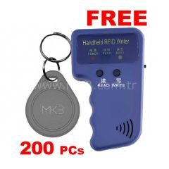 200x RFİD 125KHZ PROXİMİTY T5577 GREY GÖSTERGEÇ + RFİD GÖSTERGEÇ KOPYALAMA VE YAZMA EL CİHAZI HEDİYE