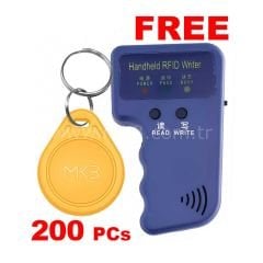200x RFİD 125KHZ PROXİMİTY T5577 SARI GÖSTERGEÇ + RFİD GÖSTERGEÇ KOPYALAMA VE YAZMA EL CİHAZI HEDİYE