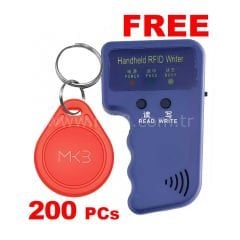200x RFİD 125KHZ PROXİMİTY T5577 KIRMIZI GÖSTERGEÇ + RFİD GÖSTERGEÇ KOPYALAMA VE YAZMA EL CİHAZI HEDİYE