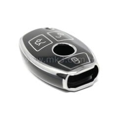 NANO Yüksek Kalite Kumanda Kılıfı Mercedes 3 Buton Siyah - Gümüş - Benz-A11Y3