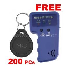 200x RFİD 125KHZ PROXİMİTY T5577 SİYAH GÖSTERGEÇ + RFİD GÖSTERGEÇ KOPYALAMA VE YAZMA EL CİHAZI HEDİYE