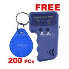 200x RFİD 125KHZ PROXİMİTY T5577 MAVİ GÖSTERGEÇ + RFİD GÖSTERGEÇ KOPYALAMA VE YAZMA EL CİHAZI HEDİYE