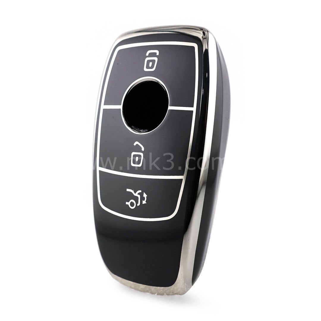 NANO Yüksek Kalite Kumanda Kılıfı Mercedes 3 Buton Siyah - Gümüş - Benz-B11Y3