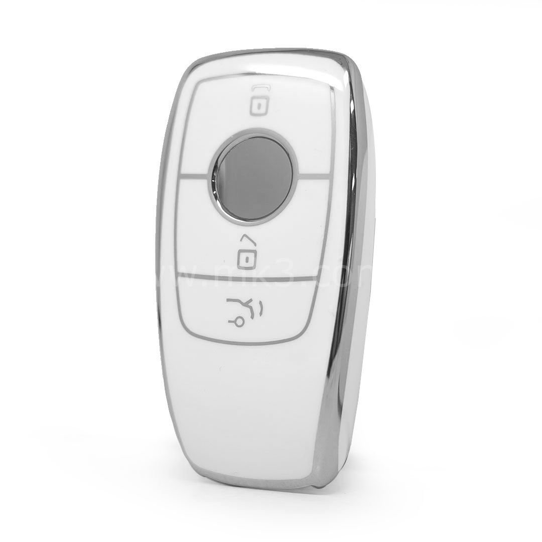 NANO Yüksek Kalite Kumanda Kılıfı Mercedes 3 Buton Beyaz - Gümüş - Benz-B11Y3