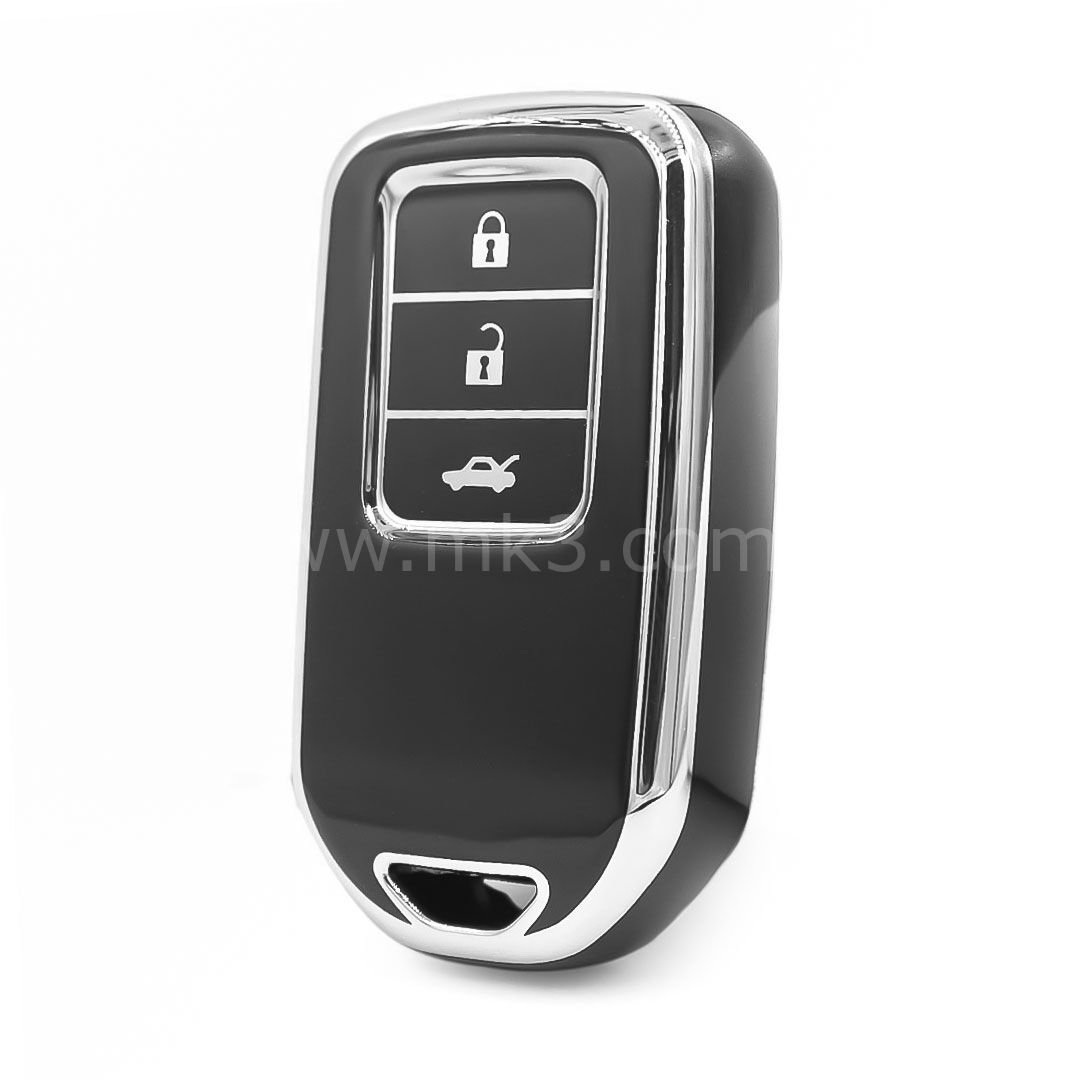 NANO Yüksek Kalite Kumanda Kılıfı Honda 3 Buton Siyah - Gümüş - HD-A11Y3A