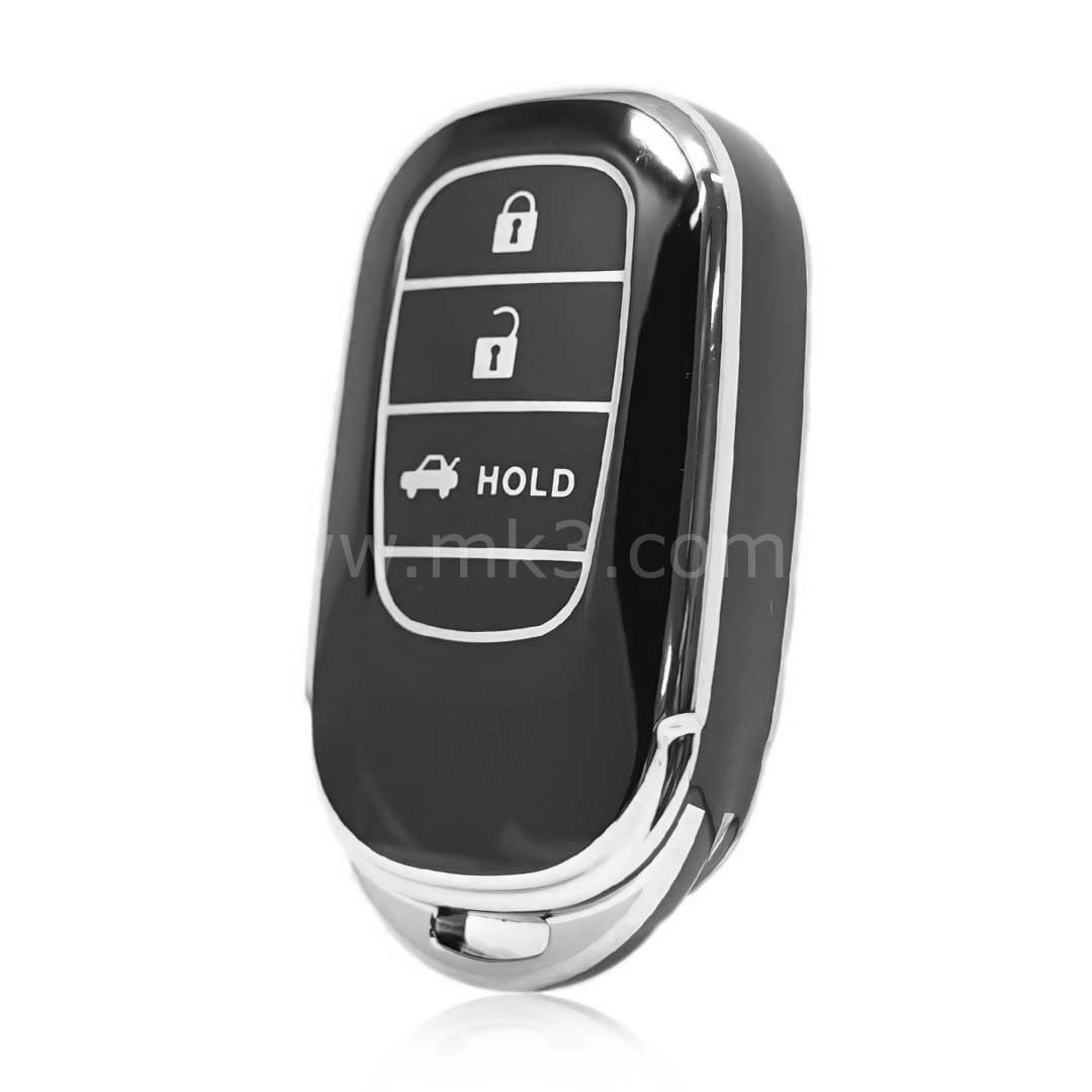 NANO Yüksek Kalite Kumanda Kılıfı Honda 3 Buton Siyah - Gümüş - HD-G11Y3A