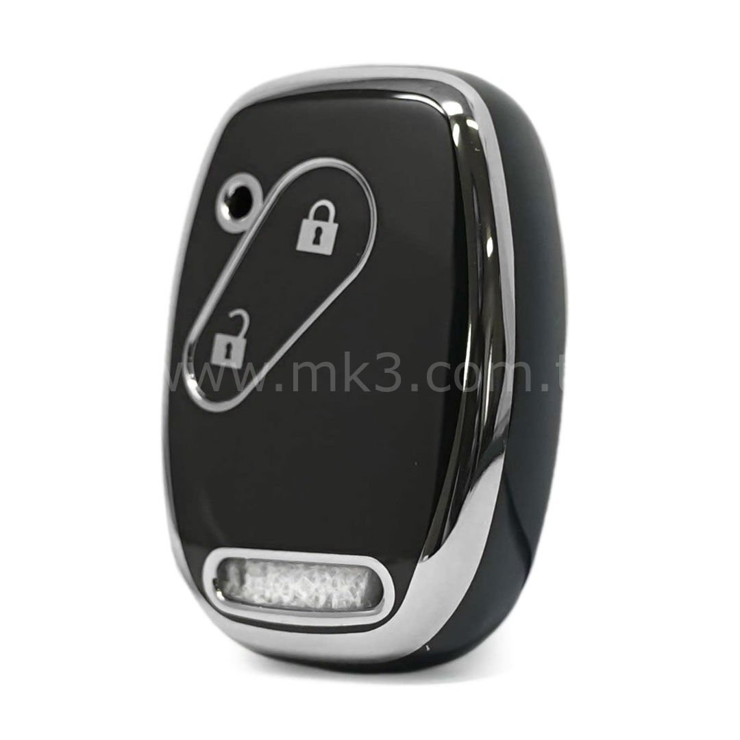 NANO Yüksek Kalite Kumanda Kılıfı Honda 2 Buton Siyah - Gümüş - HD-J11Y2