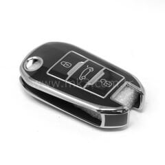 NANO Yüksek Kalite Kumanda Kılıfı Peugeot 3 Buton Siyah - Gümüş - PG-C11Y