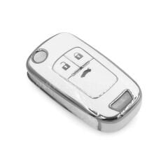 NANO Yüksek Kalite Kumanda Kılıfı Chevrolet 3 Buton Beyaz - Gümüş - CRL-A11Y3