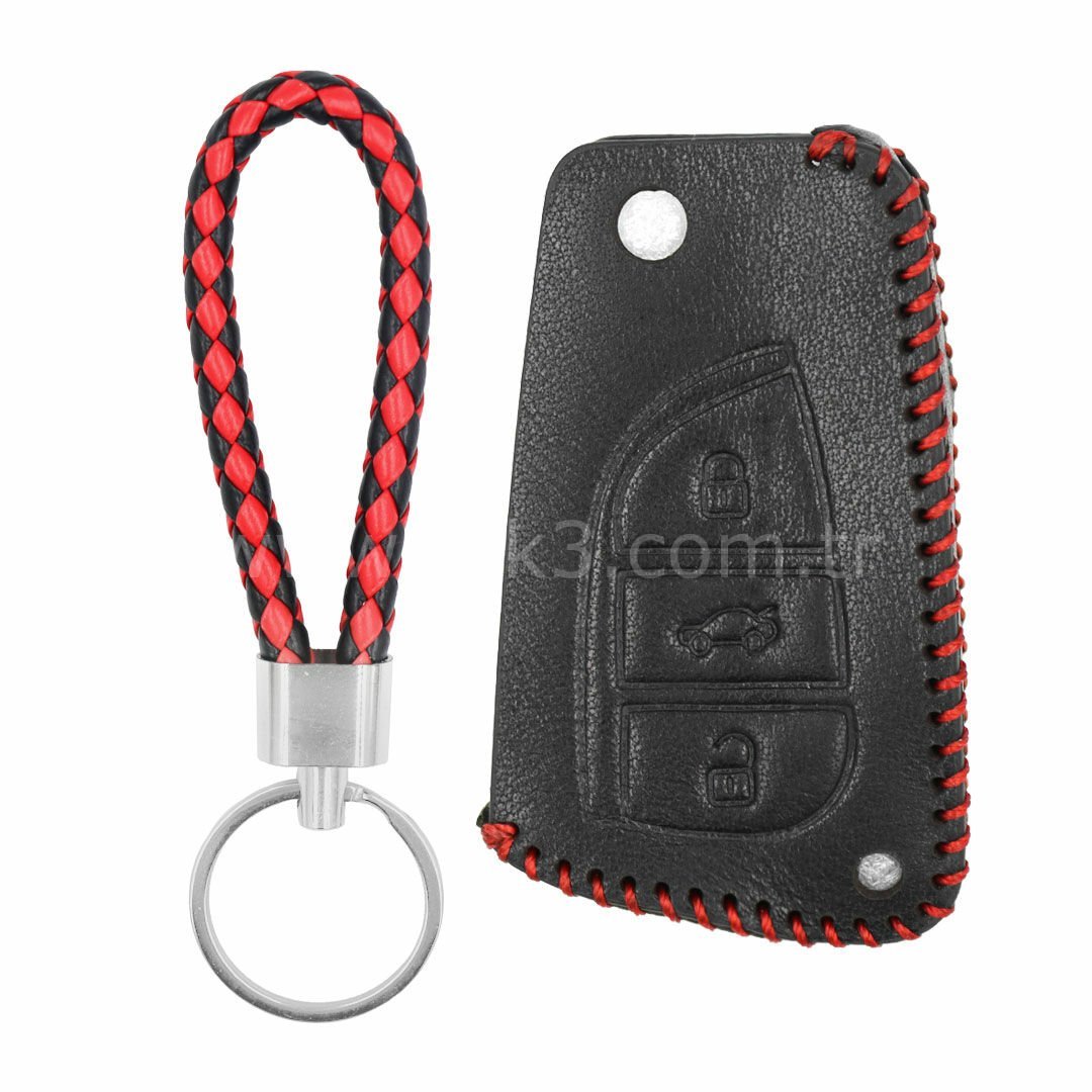 Toyota Flip Smart Kumanda Deri Kılıfı 3 Butonlu