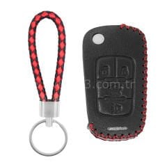 Chevrolet Sustalı Smart Kumanda Deri Kılıfı 4 Butonlu